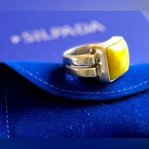 Silpada (retired) sterling silver ring green mother of pearl stone size 6